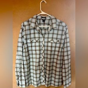 Eddie Bauer cotton plaid blouse